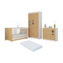 Ver imagem 1 de Quarto de Bebê Completo Berço Americano 3 em 1 Colchão Sonho Multimóveis Mp4639 Branco/madeirado