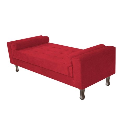 Recamier Baú Félix Solteiro 160 cm Suede - ADJ Decor - Vermelho