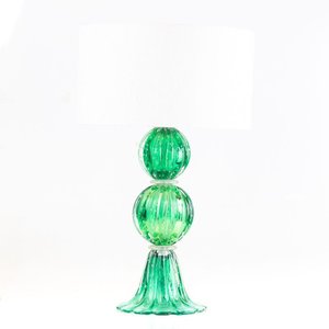 Abajur Murano Duas Eferas Verde Folha