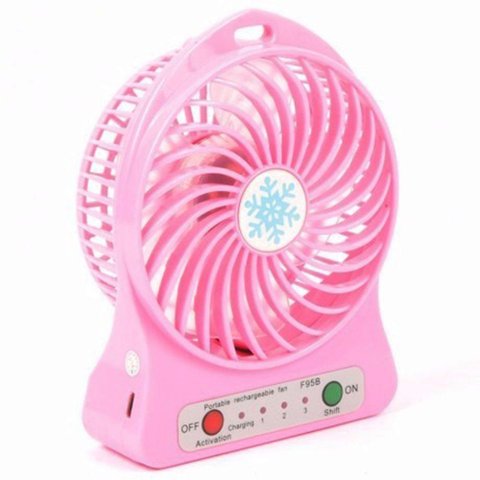 Mini Ventilador Portátil Mesa Usb com 3 Velocidades Potente Rosa