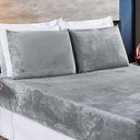 Ver imagem 1 de Jogo de Cama Lençol Biasoft Casal Queen Manta Flannel Toque Extra Macio 03 Peças - Cinza
