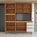 Ver imagem 5 de Cozinha Compacta Modulada 7 Portas 3 Gavetas com Vidro Freijó/off White - Panorama Móveis