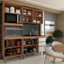 Ver imagem 4 de Cozinha Compacta Modulada 7 Portas 3 Gavetas com Vidro Freijó/off White - Panorama Móveis