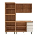 Ver imagem 2 de Cozinha Compacta Modulada 7 Portas 3 Gavetas com Vidro Freijó/off White - Panorama Móveis