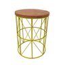 Banco Redondo Artesanal De Ferro Decoração Interna - Amarelo - 1