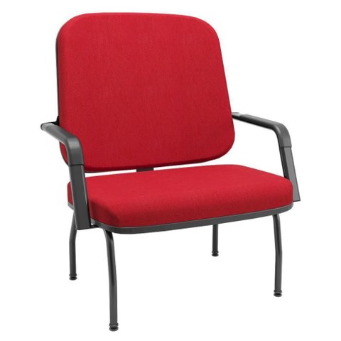 Cadeira de Escritório Recepção com Braço Fixa Preta Magno P03 Crepe Vermelho - Lyam Decor