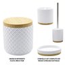 Pote Porta Objetos Higiene Banheiro Porcelana C/ Tampa Bambu - 3
