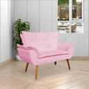 Ver imagem 2 de Conjunto Poltrona Puff e Namoradeira Pés Palito Charger Suede Rosa - Gran Belo