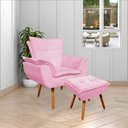Ver imagem 3 de Conjunto Poltrona Puff e Namoradeira Pés Palito Charger Suede Rosa - Gran Belo