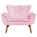 Ver imagem 7 de Conjunto Poltrona Puff e Namoradeira Pés Palito Charger Suede Rosa - Gran Belo