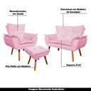Ver imagem 5 de Conjunto Poltrona Puff e Namoradeira Pés Palito Charger Suede Rosa - Gran Belo