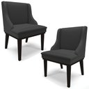 Ver imagem 1 de Kit 2 Cadeiras Decorativas Sala de Jantar Base Fixa de Madeira Firenze PU Preto Fosco G19 - Gran Bel