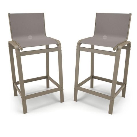 Kit 2 Banquetas Altas Bancada Alumínio Fendi Tela Fendi