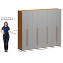 Ver imagem 4 de Guarda-Roupa Casal Modulado com 8 Portas e 6 Gavetas 275cm Multimóveis Crrui-GRP119 Madeirado/Cinza