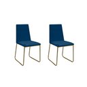 Ver imagem 1 de Kit 2 Cadeiras de Jantar Cozinha Industrial Lexa Veludo - Élpis Móveis - Azul Marinho - Dourada