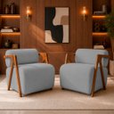Ver imagem 1 de Kit 2 Poltronas Chloe Decorativas Orgânicas Bouclé Premium de Luxo Sala Quarto Recepção Encosto Rolo
