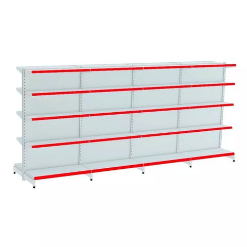 Gondola Centro 170 Fit Ate 4 Metros Branco 40 Bandeja Pe Vermelho
