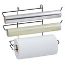 Ver imagem 1 de Porta Papel Toalha de Parede Preto Suporte Suspenso Triplo para Rolos Alumínio Filme PVC