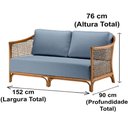 Ver imagem 3 de Sofá Oslen Ozki 152 Cm Madeira Eucalipto Cedro Tecido Azul Corda Junco Natural