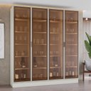 Ver imagem 1 de Cristaleira 200cm 4 Portas com LED e Vidro Reflecta Temperado 100% MDF Fizneze Bege/Areia HP