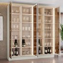 Ver mais imagens de Cristaleira 200cm 4 Portas com LED e Vidro Reflecta Temperado 100% MDF Fizneze Bege/Areia HP