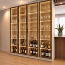 Ver imagem 1 de Cristaleira 200cm 4 Portas com LED e Vidro Reflecta Temperado 100% MDF Fineze Bege/Areia HP