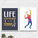Ver imagem 2 de Kit 2 Quadros Decorativos Life Tennis 24x18cm - com vidro:Madeira branca