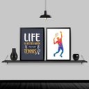 Ver imagem 1 de Kit 2 Quadros Decorativos Life Tennis 24x18cm - com vidro:Madeira branca
