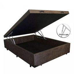 Cama Box Baú Casal Suede Marrom - 2