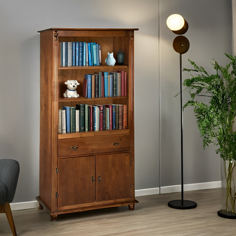 Estante Sevilha com 1 Gaveta e 2 Portas Pés Torneados Meyer Móveis - Imbuia Glazer