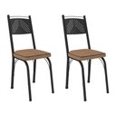 Ver imagem 1 de Kit 2 Cadeiras de Cozinha Virginia Estampado Rattan Bege Pés de Ferro Preto