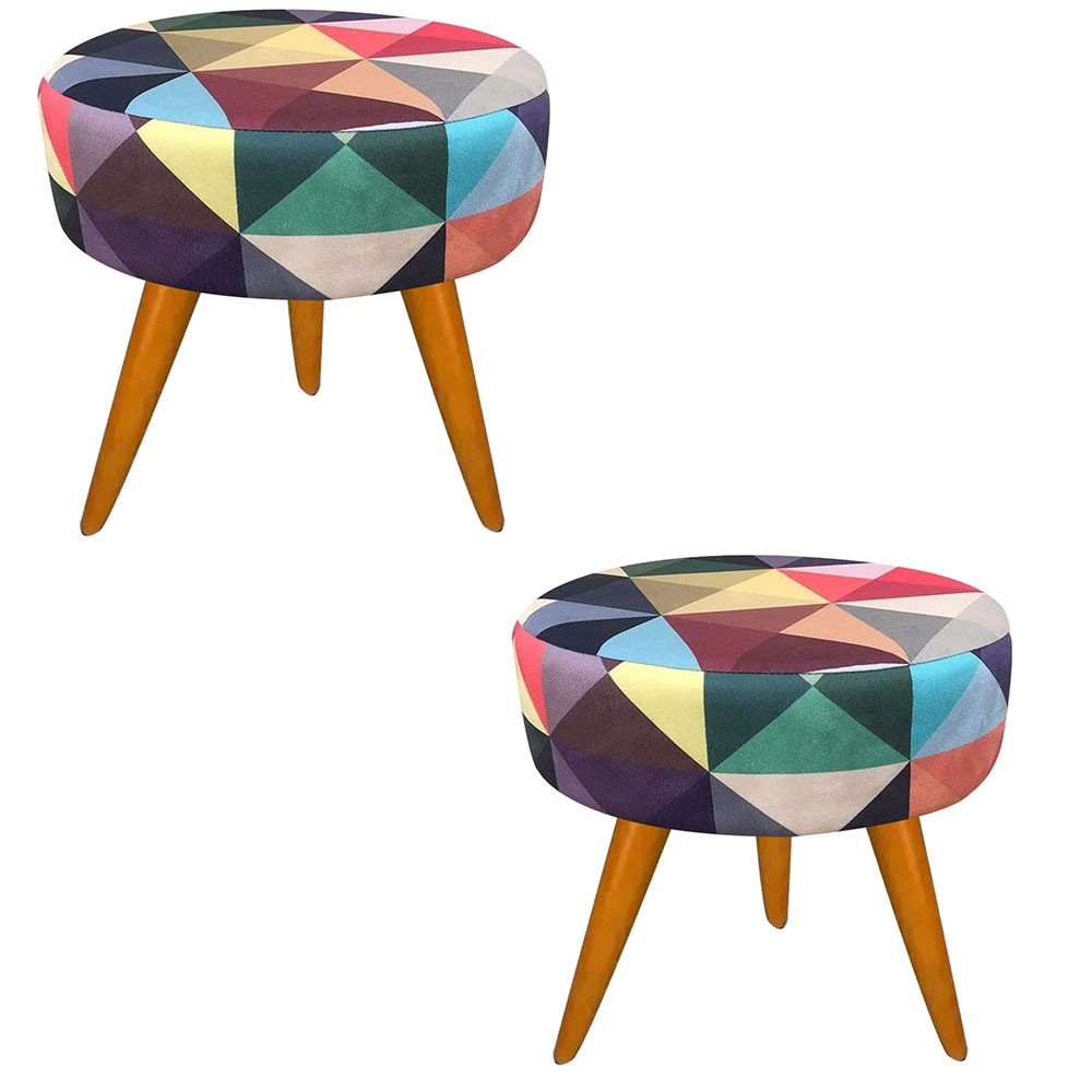 02 Puff Redondo Triangulo Colorido Puff Holy Shop - 1