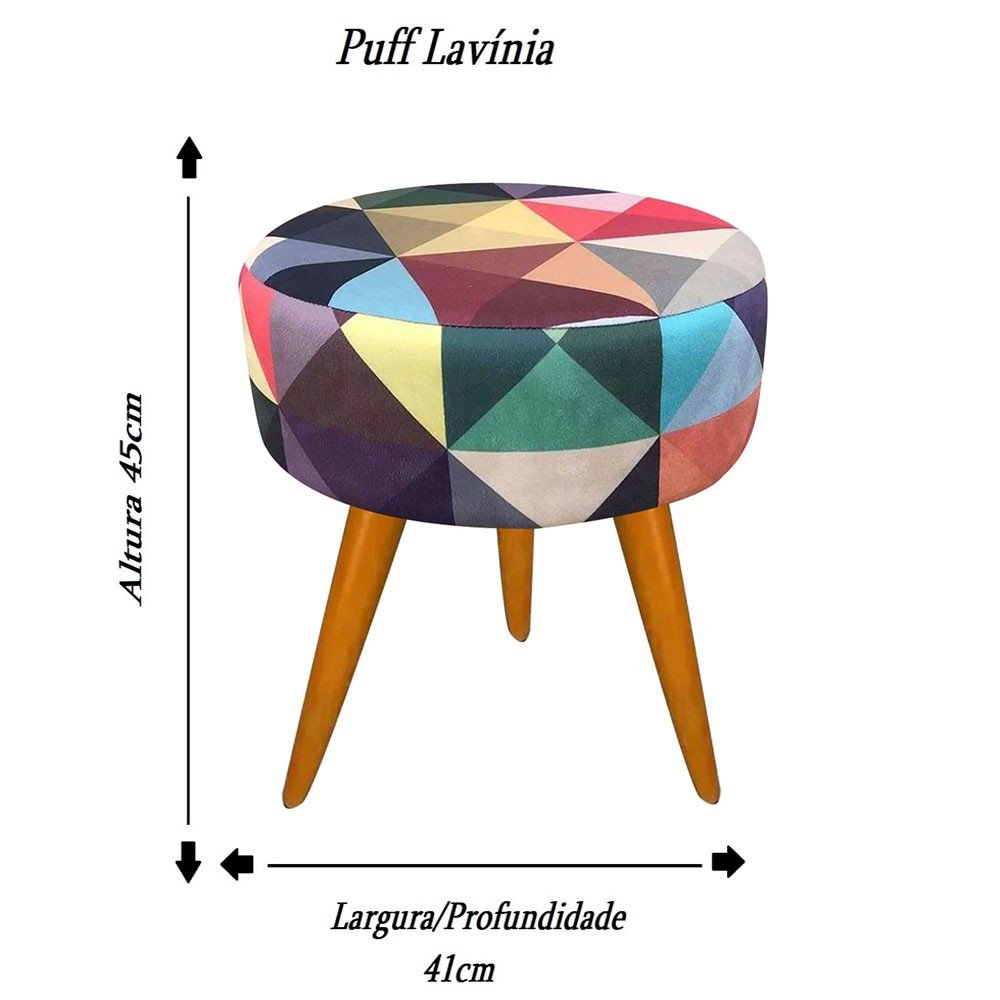 02 Puff Redondo Triangulo Colorido Puff Holy Shop - 2