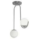Ver imagem 2 de Luminária Lustre Aro Jabuticaba 2 Globos de Vidro Prata