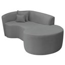 Ver imagem 6 de Recamier Curvo Orgânico 200cm 3 Lugares Lado Direito para Sala de Estar Bouclé Londres Cinza