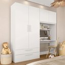 Ver imagem 1 de Guarda Roupa Infantil 4 Pts 2 Gav com Escrivaninha Joy Branco - M.a Branco