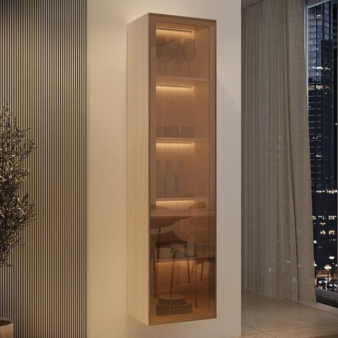 Cristaleira Suspensa 1 Porta Vidro Reflecta e Iluminação LED 100% MDF Galiano Grann Astro Foscarini