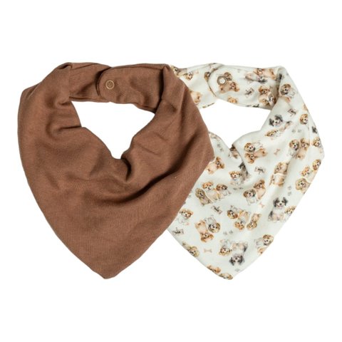 Kit com 2 Babadores Bebê Menino Doguinhos Marrom - Hug