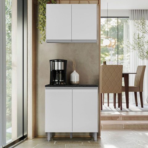 Cozinha Modulada Evidence 2 Peças 80cm com Tampo Poliman Móveis