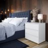 Mesa de Cabeceira Quarto Mini Cômoda com 3 Gavetas Branco - Ej Moveis - 2