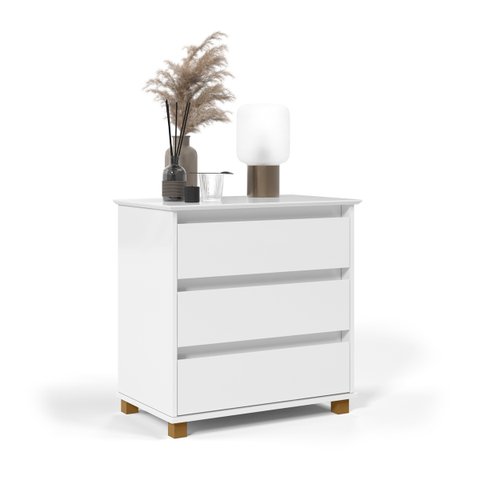 Mesa de Cabeceira Quarto Mini Cômoda com 3 Gavetas Branco - Ej Moveis