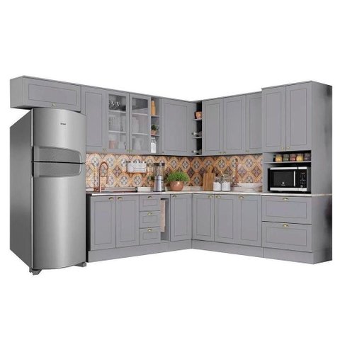 Cozinha Modulada Completa Americana 16 Peças (6aéreos+5balcões+1paneleiro+4complementos) C5p38