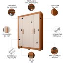 Ver imagem 2 de Guarda Roupa Solteiro 154cm com 4 Portas Brasid Freijó/off C01 - Mpozenato