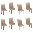 Ver imagem 1 de Kit de 8 Cadeiras para Sala de Jantar Pés em Madeira Maciça Lara Bege/Cinamomo/Linho