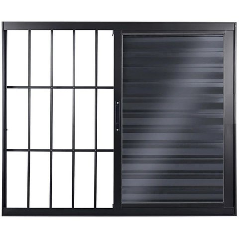 Janela de Aluminio Veneziana 3 Folhas com Grade Linha Premium:1,00 X 1,50/preto