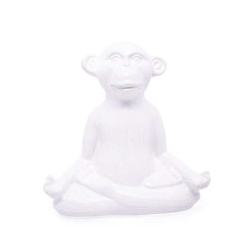Enfeite Decorativo Macaco Yoga Meditação Cerâmica Branco 17 Cm F04 - D’Rossi