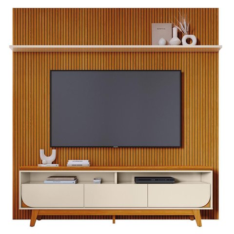 Rack Bancada com Painel Luna Cinamomo/off White para Tv até 75” - Madetec