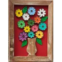 Ver imagem 2 de Quadro Rústico Flores de Madeira Artesanal Vermelho