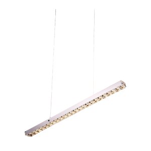 Pendente 80cm 23w 3000k 2300lm Bivolt Inox+cristal Cromado