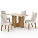 Ver imagem 2 de Mesa de Jantar Dora 120x80 Vidro 25mm Cinamomo Off White com Kit 4 Cadeiras Veludo Palha - Valdemóve